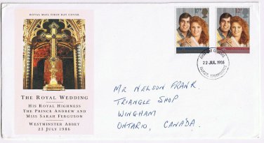 United Kingdom First Day Cover FDC Falkirk Royal Wedding Andy Sarah 1986