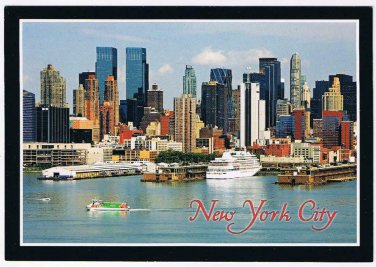 New York Postcard NYC Cruise Ships West Side Hudson River