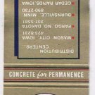 Matchbook Cover Northwestern States Portland Cement Mason City Iowa