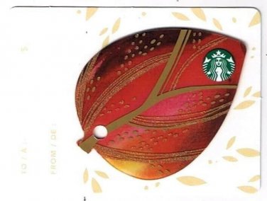 Starbucks 2015 Gift Card Canada Series Mini Leaf Red No Value English French