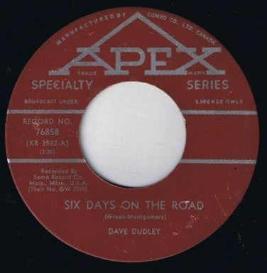 Dave Dudley Six Days On The Road 45 rpm I Feel A Cry Coming On Canadian Pressing