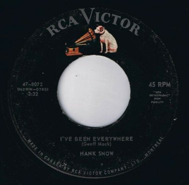 Hank Snow I've Been Everywhere 45 rpm Ancient History Canadian Pressing