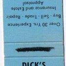 Matchbook Cover Dick's Gun Room Cuyahoga Falls Ohio