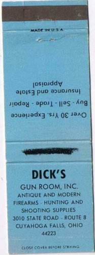 Matchbook Cover Dick's Gun Room Cuyahoga Falls Ohio