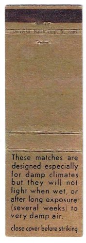 Matchbook Cover Matches Designed For Damp Climates