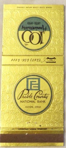 Matchbook Cover Preble County National Bank 100th Eaton Ohio