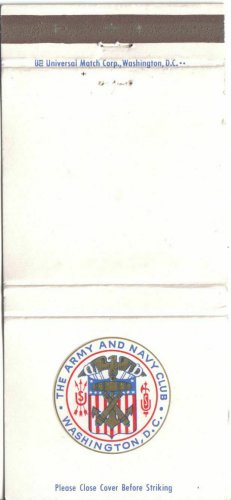 DC Matchbook Cover Washington The Army And Navy Club