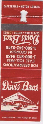 Matchbook Cover Davis Bros Cafeteras Motor Lodges Thoughout The South