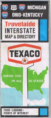 Roadmap Texaco 1969 Travelaide Interstate Map & Directory Michigan Ohio Kentucky