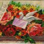 Greeting Postcard Embossed Dove With Message Roses Curtain Made Germany