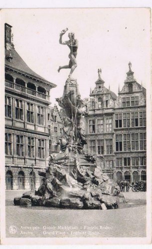 Belgium Postcard Antwerp Grand Place Fontaine Brabo Fountain