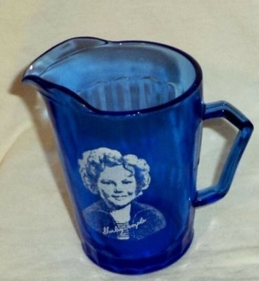 Shirley Temple Pitcher Creamer Hazel Atlas Cobalt Blue Depression Glass 3 3/4&acirc;��