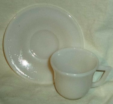 White Demitasse Cup & Saucer Milk Glass Unmarked
