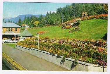 British Columbia BC Postcard Revelstoke CPR Station & Gardens