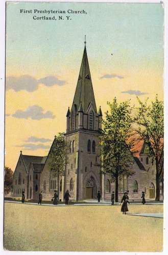 New York Postcard Cortland First Presbyerian Church
