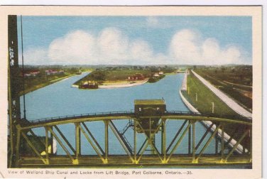 Postcard Welland Ship Canal & Locks From Lift Bridge Port Colborne Ontario
