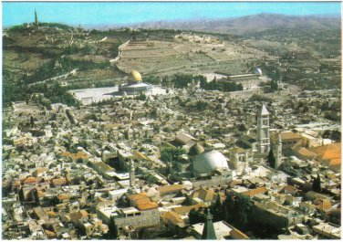 Israel Postcard Jerusalem Bird's Eye Aerial View