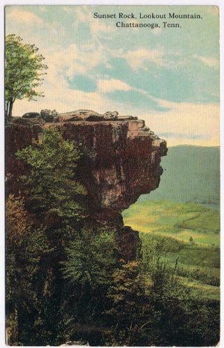 Tennessee Postcard Chattanooga Sunset Rock Lookout Mountain 1913