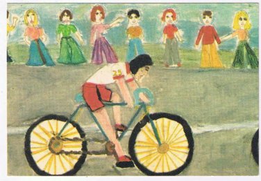 Quebec Postcard Loretteville Chantale Lacerte Girl On Bicycle