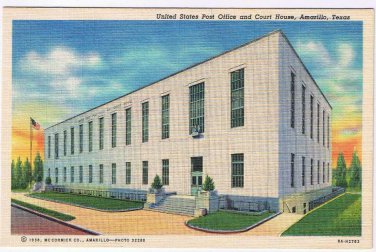 Texas Postcard Amarillo United States Post Office & Court House