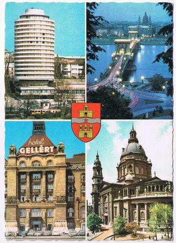 Hungary Postcard Budapest Multi View Hotel Gellert
