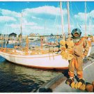 Florida Postcard Tarpon Springs Sponge Diver & Sponge Boats