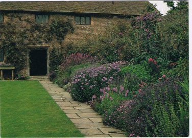 United Kingdom UK Postcard Kent Sissinghurst Castle Purple Border Library Path