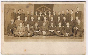 Trophy Postcard RPPC Group With Winning Cup TT in Diamond Banner