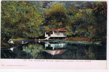 Massachusetts Postcard Newton Lower Falls On The Charles River Illustrated