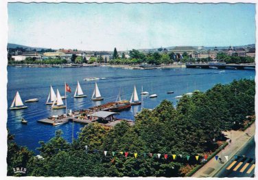 Switzerland Postcard Zurich mit See Sailboats