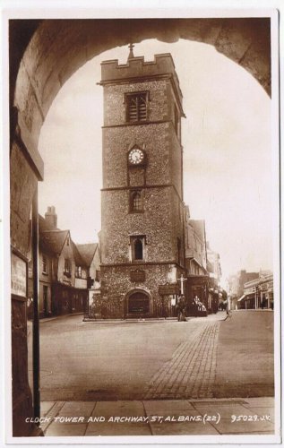 Postcard RPPC St Albans Abbey Clock Tower & Archway England UK