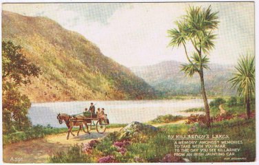 Ireland Postcard Killarney Lakes Irish Jaunting Car