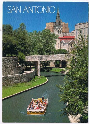 Texas Postcard San Antonio Riverwalk Paseo Del Rio Riverboat Taxi