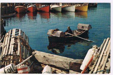 Nova Scotia Postcard Scene On South Shore Fishing Boats Lobster Traps