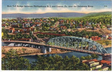 Pennsylvania New Jersey Postcard Bridge Easton to Phillipsburg Delaware River