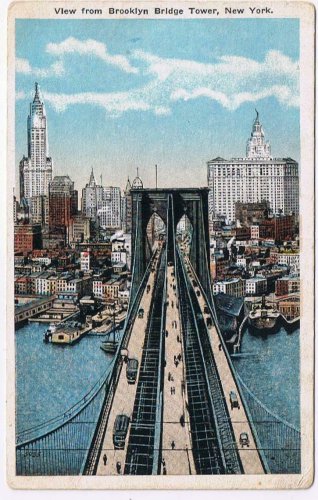 New York Postcard NYC Brooklyn Bridge Tower