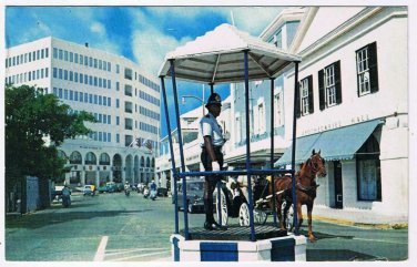 Bermuda Postcard Traffic Cop in Bird Cage Bank Of Bermuda Building