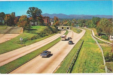 North Carolina Postcard Asheville Expressway Looking West Pisgah Mountains