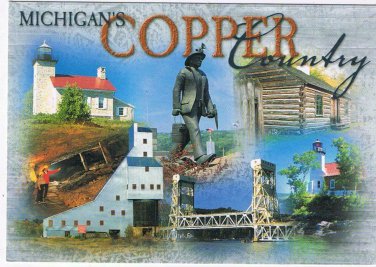 Michigan Postcard Copper Country Copper Harbor Lighthouse Miner Lift Bridge