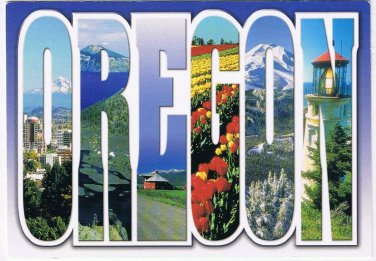 Oregon Postcard Big Letter Crater Lake Skyline Wallowa Valley Lighthouse Multi