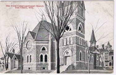 Wisconsin Postcard Eau Claire First Congregational Church 1899