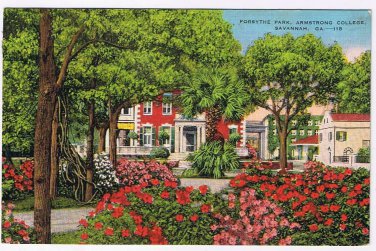 Georgia Postcard Savannah Armstrong College Forsythe Park