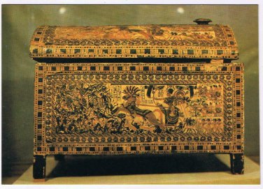 Egypt Postcard Cairo King Tut's Treasures Magnificent Painted Wooden Chest