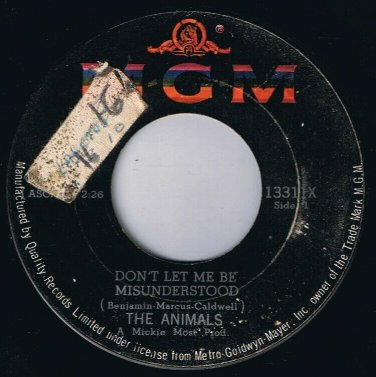 The Animals Don't Let Me Be Misundestood 45 rpm Club A Gogo Canadian Pressing