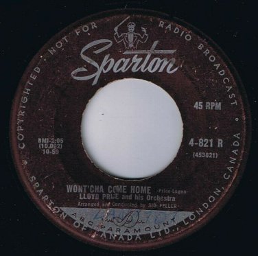 Lloyd Price Wont'cha Come Home 45 rpm Come Into My Heart Canadian Press