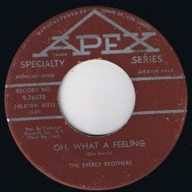 Everly Brothers Oh What A Feeling 45 rpm Til I Kissed You Canadian Pressing