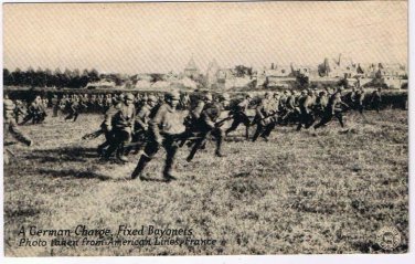 Postcard WWI German Charge Fixed Bayonets American Lines France