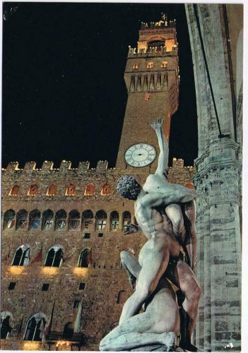 Italy Postcard Firenze Florence Rape of Sabines & Tower Of Arnolphe