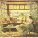 Art Postcard Charles James Lewis Reading By The Window