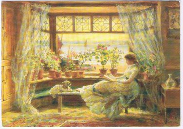 Art Postcard Charles James Lewis Reading By The Window